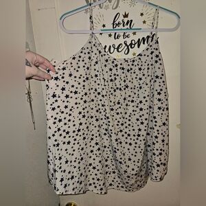 Time And Tru White Silky Sleeveless Top With Blue Stars Size 2x(20)